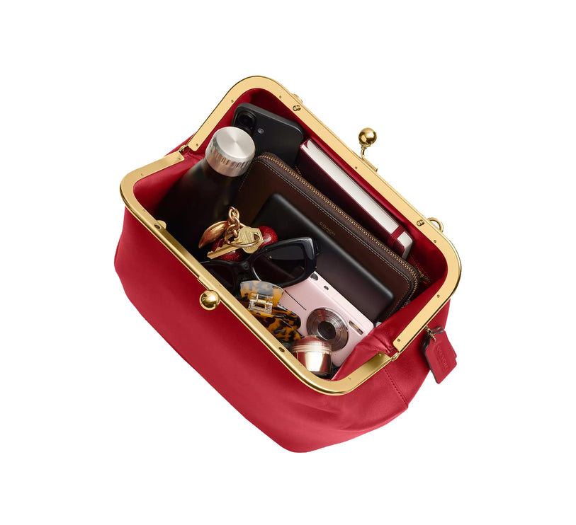 Coach Women's Kisslock Frame Bag 27 Brass/Poppy