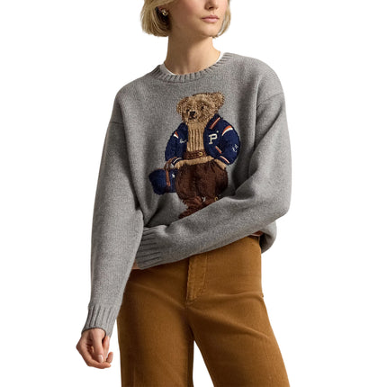 Polo Ralph Lauren Women's Polo Bear Wool-Cashmere Sweater Gray Heather