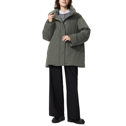 Uniqlo Women's Non-Quilted Down Short Coat 57 Olive