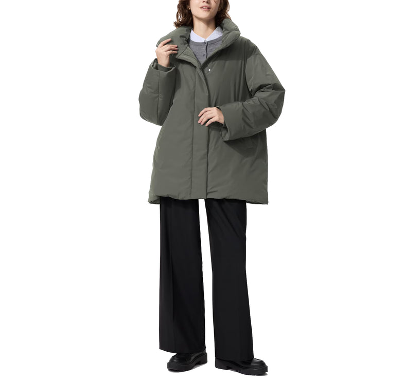 Uniqlo Women's Non-Quilted Down Short Coat 57 Olive