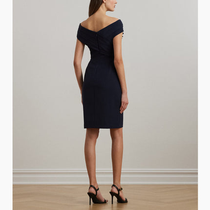 Polo Ralph Lauren Women's Crepe Off-the-Shoulder Cocktail Dress Lighthouse Navy