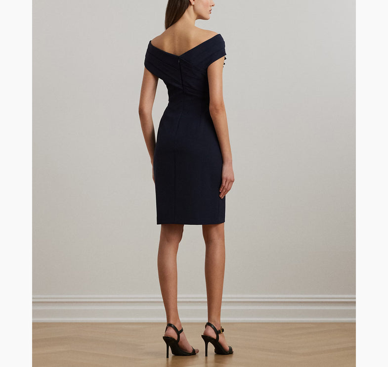 Polo Ralph Lauren Women's Crepe Off-the-Shoulder Cocktail Dress Lighthouse Navy
