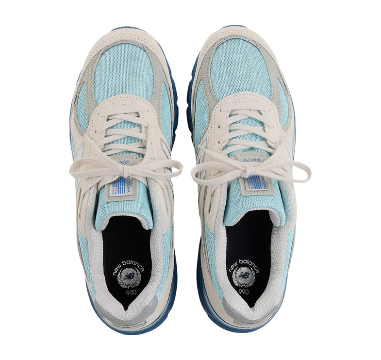 New Balance Made in USA 990v4 Moonbeam with Cloud Blue and Magic Blue U990MB4