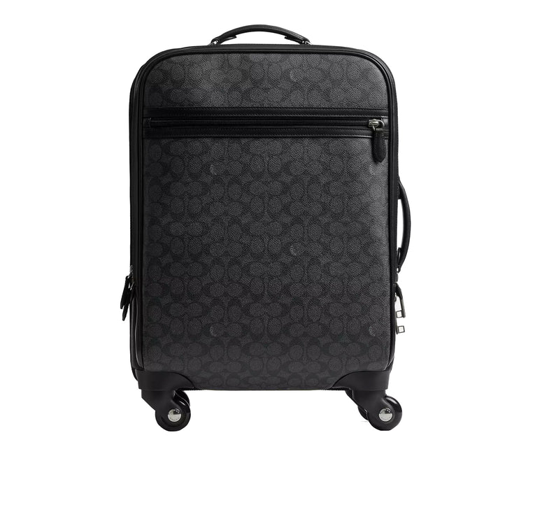 Coach Unisex Wheeled Carry On In Signature Canvas Charcoal