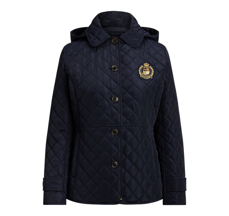 Polo Ralph Lauren Women's Crest-Patch Quilted Hooded Jacket Dark Navy