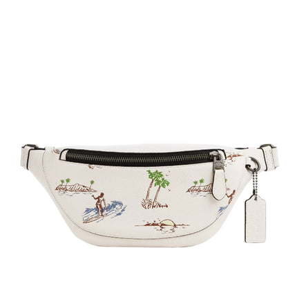 Coach Unisex Warren Mini Belt Bag With Surf Print Gunmetal/Chalk Multi