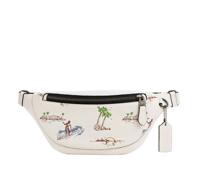 Coach Unisex Warren Mini Belt Bag With Surf Print Gunmetal/Chalk Multi