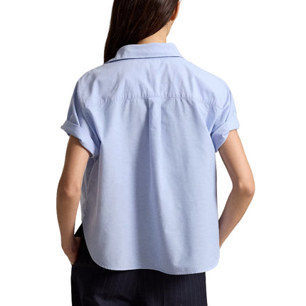 Polo Ralph Lauren Women's Cotton Oxford Short-Sleeve Shirt Blue Hyacinth