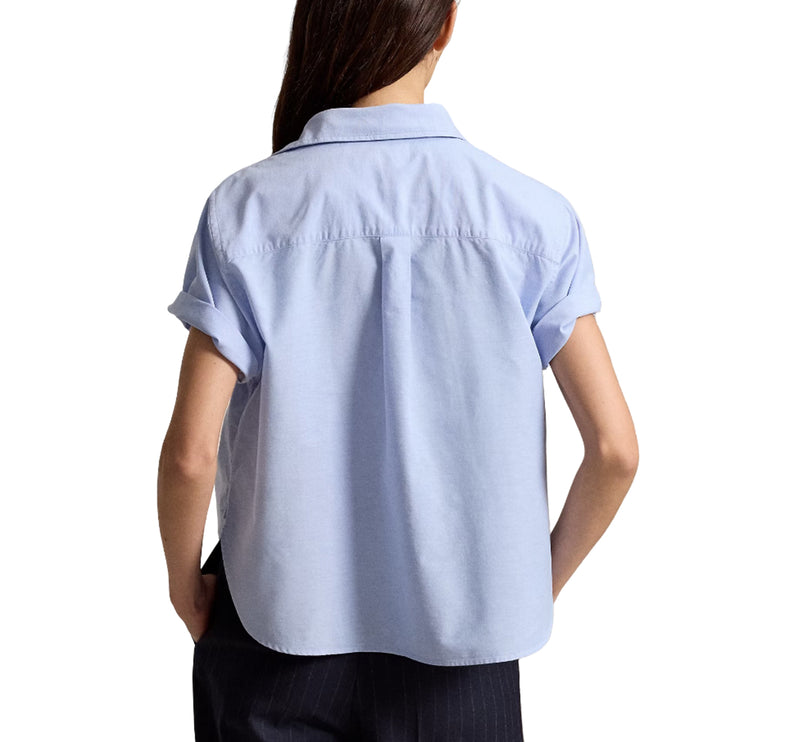 Polo Ralph Lauren Women's Cotton Oxford Short-Sleeve Shirt Blue Hyacinth