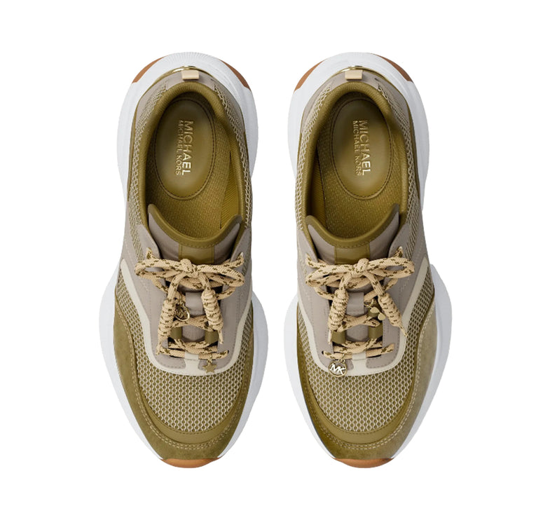 Michael Kors Women's Kaia Mixed-Media Trainer Oregano Multi