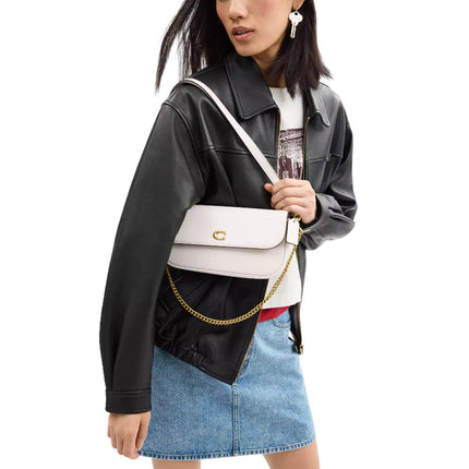 Coach Women's Brook Flap Chain Bag Brass/Chalk