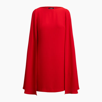 Polo Ralph Lauren Women's Cape Georgette Cocktail Dress Cruise Red
