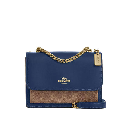 Coach Women's Mini Klare Crossbody Bag In Signature Canvas Gold/Deep Blue/Tan