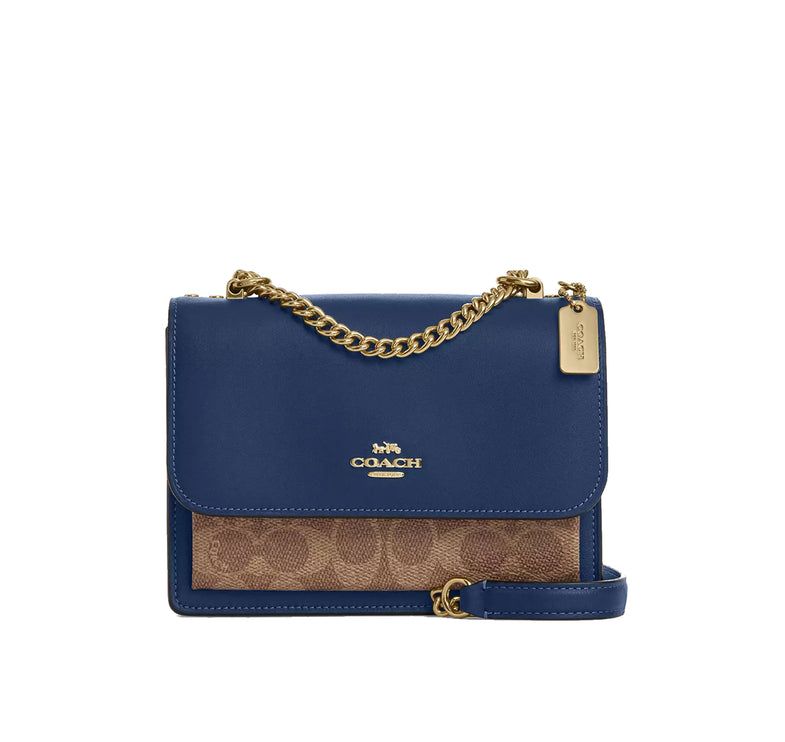 Coach Women's Mini Klare Crossbody Bag In Signature Canvas Gold/Deep Blue/Tan