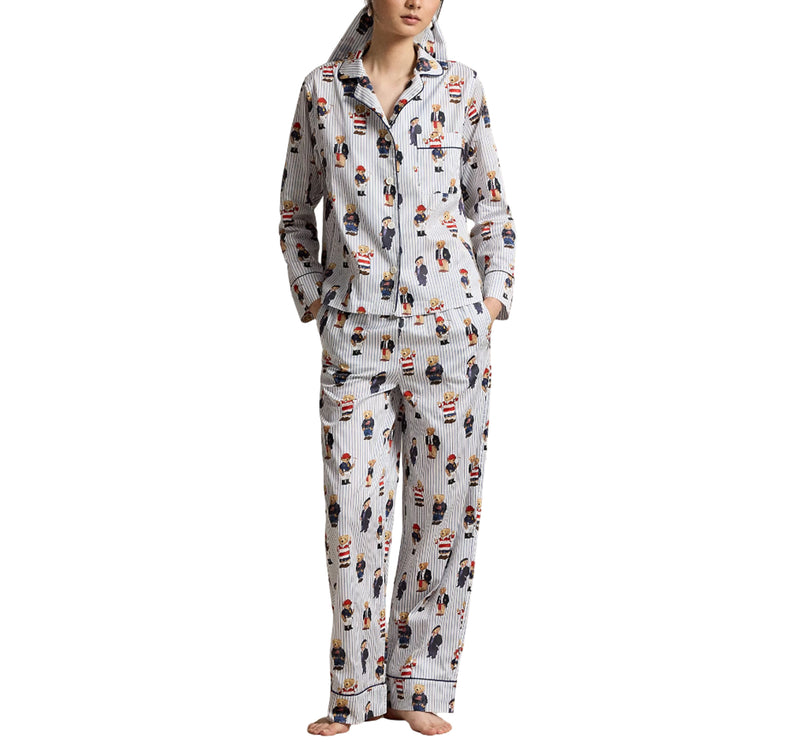 Polo Ralph Lauren Women's Polo Bear Cotton Sateen Pajama Set Evergreen