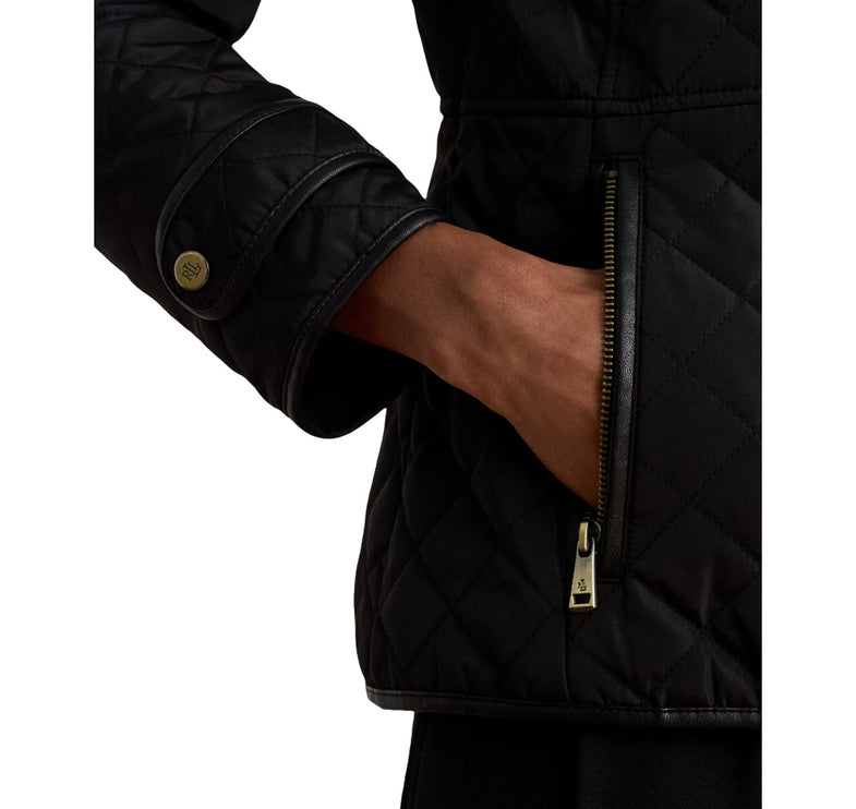 Polo Ralph Lauren Women's Crest-Patch Quilted Funnelneck Jacket Black