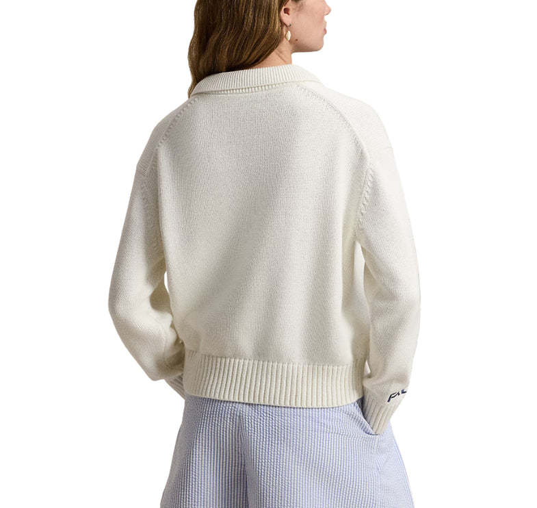 Polo Ralph Lauren Women's Polo Bear Performance Polo Sweater White Splash Multi