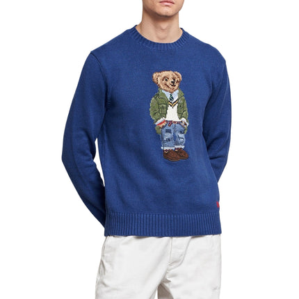 Polo Ralph Lauren Men's Knitted Bear Sweater Beach Royal - Hızlı Teslimat
