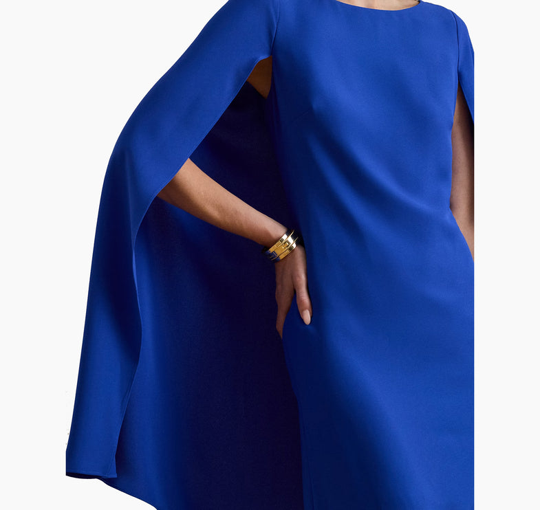 Polo Ralph Lauren Women's Cape Georgette Cocktail Dress Cruise Royal