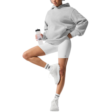 alo Women's Renown Heavy Weight Hoodie Athletic Heather Grey