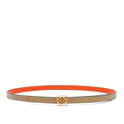 Loewe Women's Reversible Anagram Cube Belt in Smooth Calfskin Clay Green/Vivid Orange/Gold