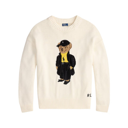 Polo Ralph Lauren Women's Polo Bear Cotton Crewneck Sweater Clubhouse Cream Multi