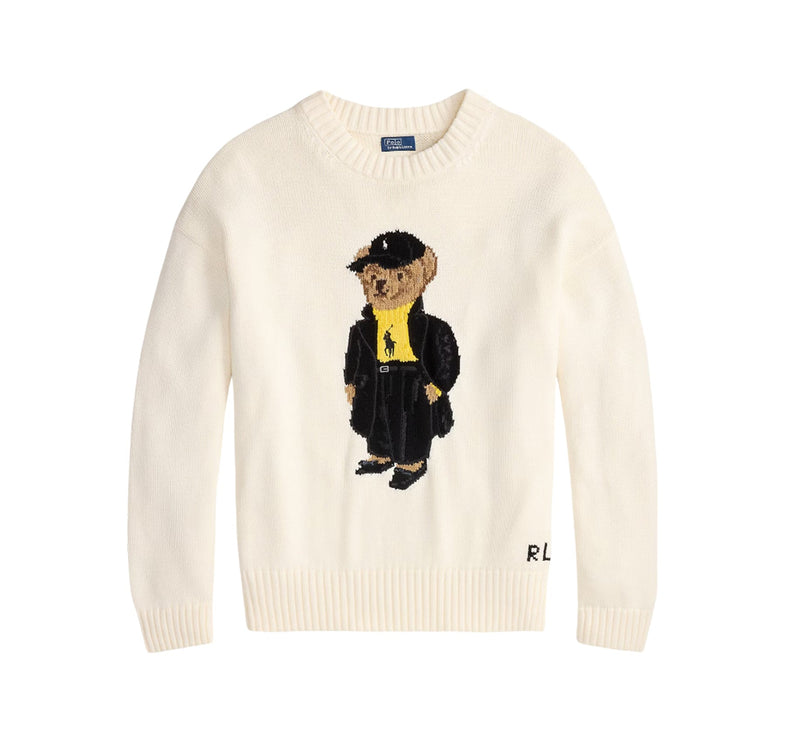 Polo Ralph Lauren Women's Polo Bear Cotton Crewneck Sweater Clubhouse Cream Multi