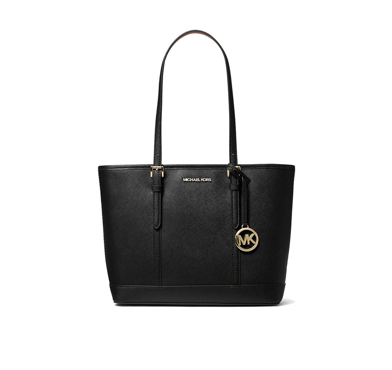 Michael Kors Women's Jet Set Travel Small Saffiano Leather Top-Zip Tote Bag Gold/Black