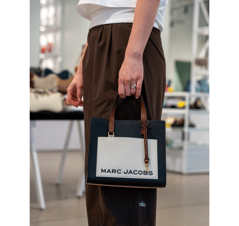 Marc Jacobs Women's Mini Grind Colorblock Leather Tote Smoked Almond Multi