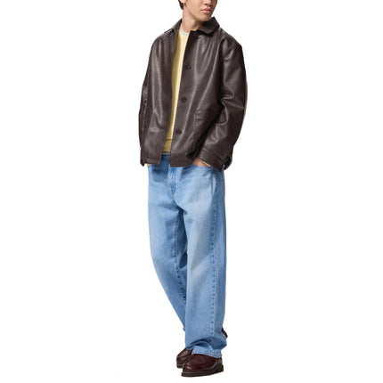 Uniqlo Unisex Coated Relaxed Shirt Jacket 39 Dark Brown
