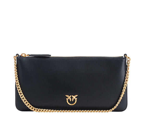Pinko Women's Horizontal Flat Bag in Leather Black/Gold
