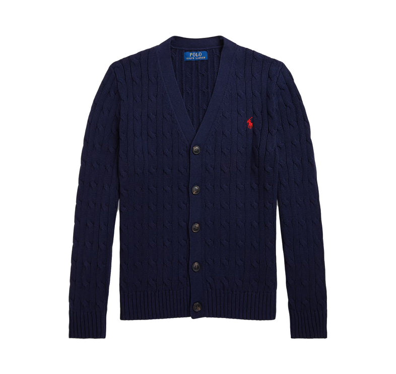Polo Ralph Lauren Boy's Cable-Knit Cotton V-Neck Cardigan RL Navy