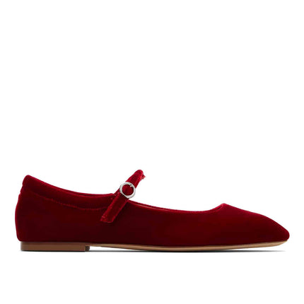 AEYDE Women's Uma Velvet Mary Jane Flats Red Velvet