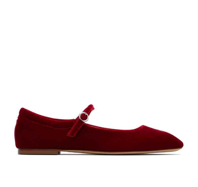 AEYDE Women's Uma Velvet Mary Jane Flats Red Velvet