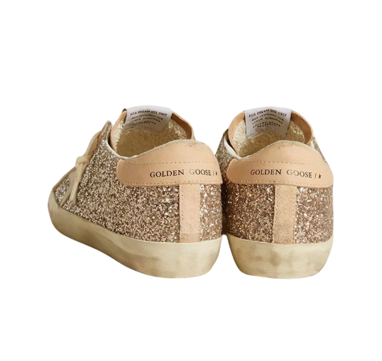 Golden Goose Women's Super Star in Silver Glitter with Leather Star and Heel Tab
