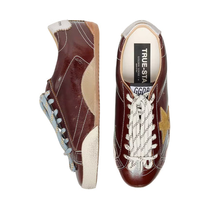 Golden Goose Women's True Star in Burgundy Naplak with Suede Star and Silver Nappa Heel Tab