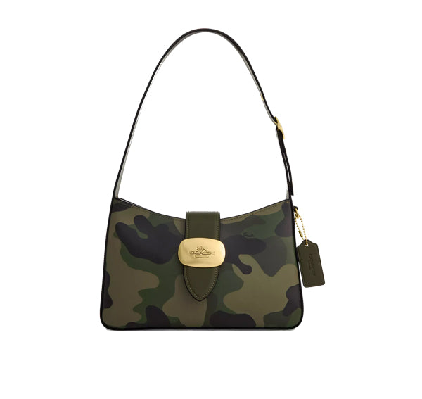 Coach Women's Eliza Shoulder Bag With Zipper Closure And Camo Print Gold/Dark Cypress Multi