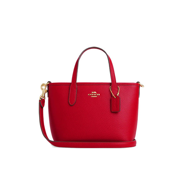 Coach Women's City Mini Tote Bag Gold/Bold Red