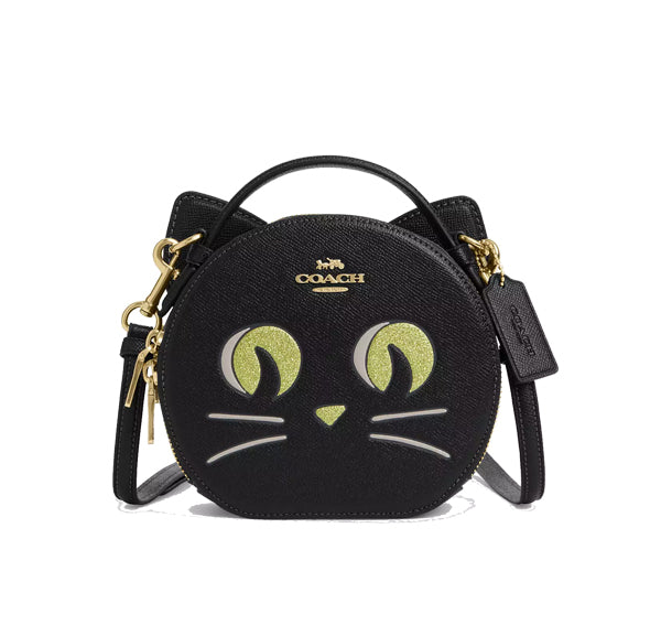 Coach Women's Canteen Crossbody Bag With Halloween Cat Gold/Black