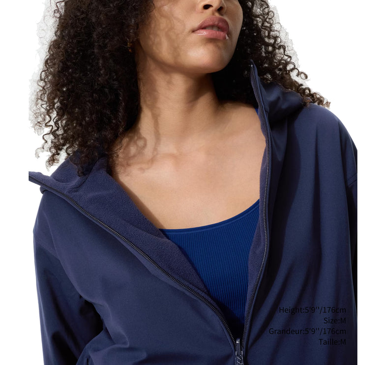 Uniqlo Women's Windproof Fleece Reversible Full-Zip Hoodie 69 Navy