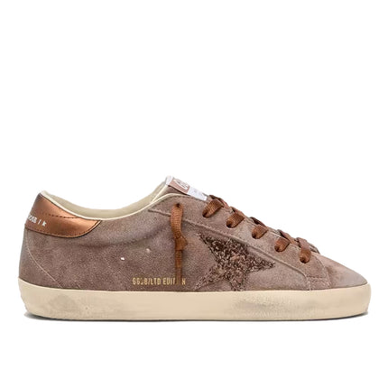 Golden Goose Women's Super-Star Star LTD in Brown Suede with Brown Glitter Star