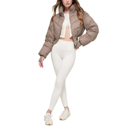 alo Women's Cropped Atmosphere Puffer Chai Latte