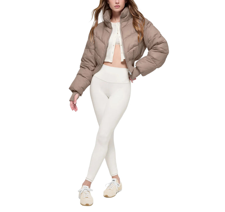 alo Women's Cropped Atmosphere Puffer Chai Latte