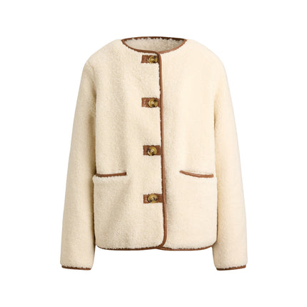 Polo Ralph Lauren Women's Faux-Leather-Trim Faux-Fur Teddy Coat Cream