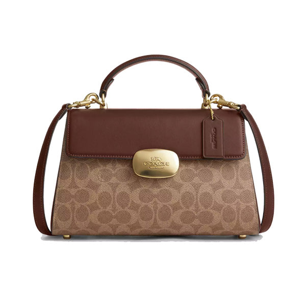 Coach Women's Eliza Top Handle Bag In Signature Canvas Gold/Tan/Brown