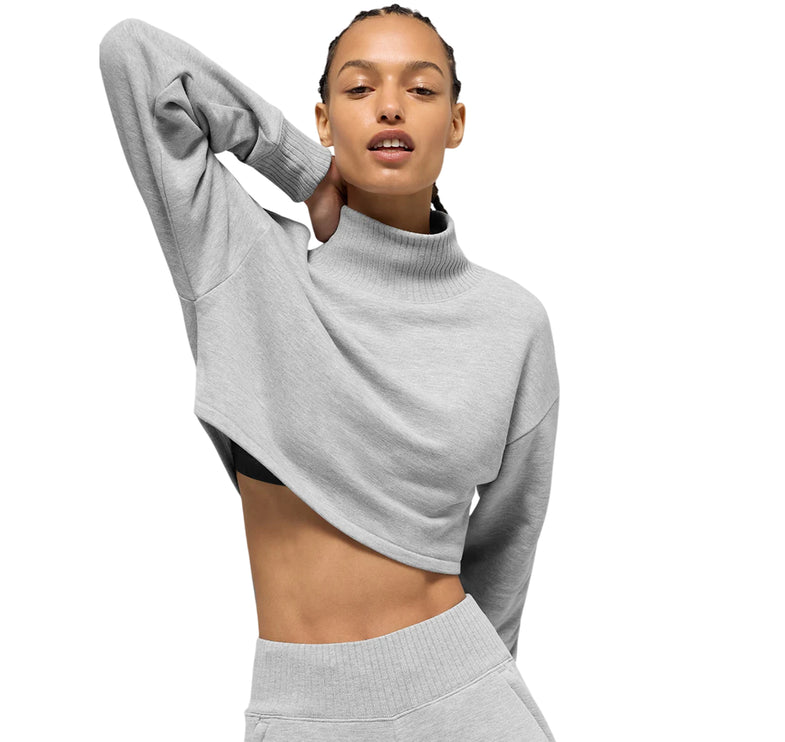 alo Women's Cropped Serenity Coverup Athletic Heather Grey