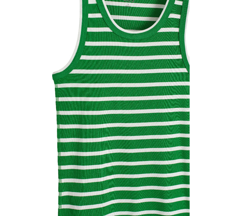 COS Women's Ribbed Tank Top Green/White/Striped