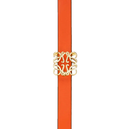 Loewe Women's Reversible Anagram Cube Belt in Smooth Calfskin Clay Green/Vivid Orange/Gold