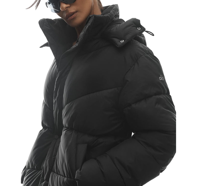 alo Women's Gold Rush Puffer Trench Black