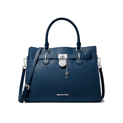 Michael Kors Women's Hamilton Medium Leather Satchel Navy